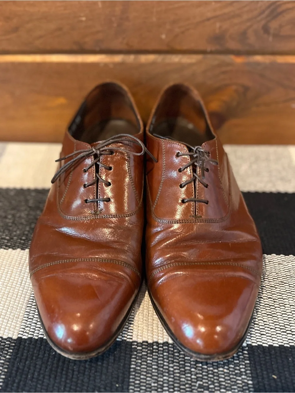 Florsheim Brown Leather Cap-Toe Oxfords